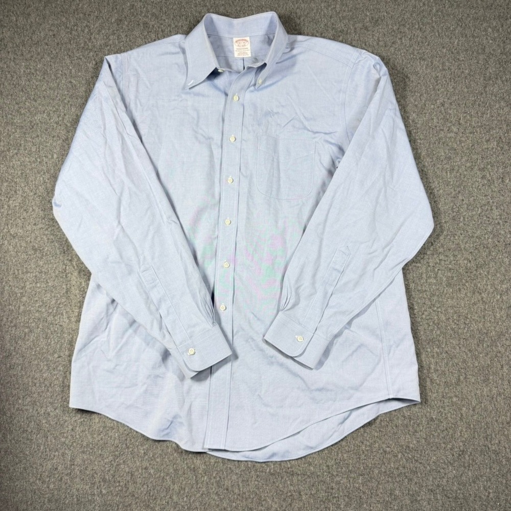 Brooks Brothers Traditional Fit OCBD Light Blue Non-Iron Shirt 16.5 36